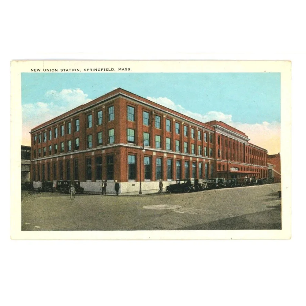 Vintage Postcard Springfield Massachusetts New Union Station Posted Stamped 1930